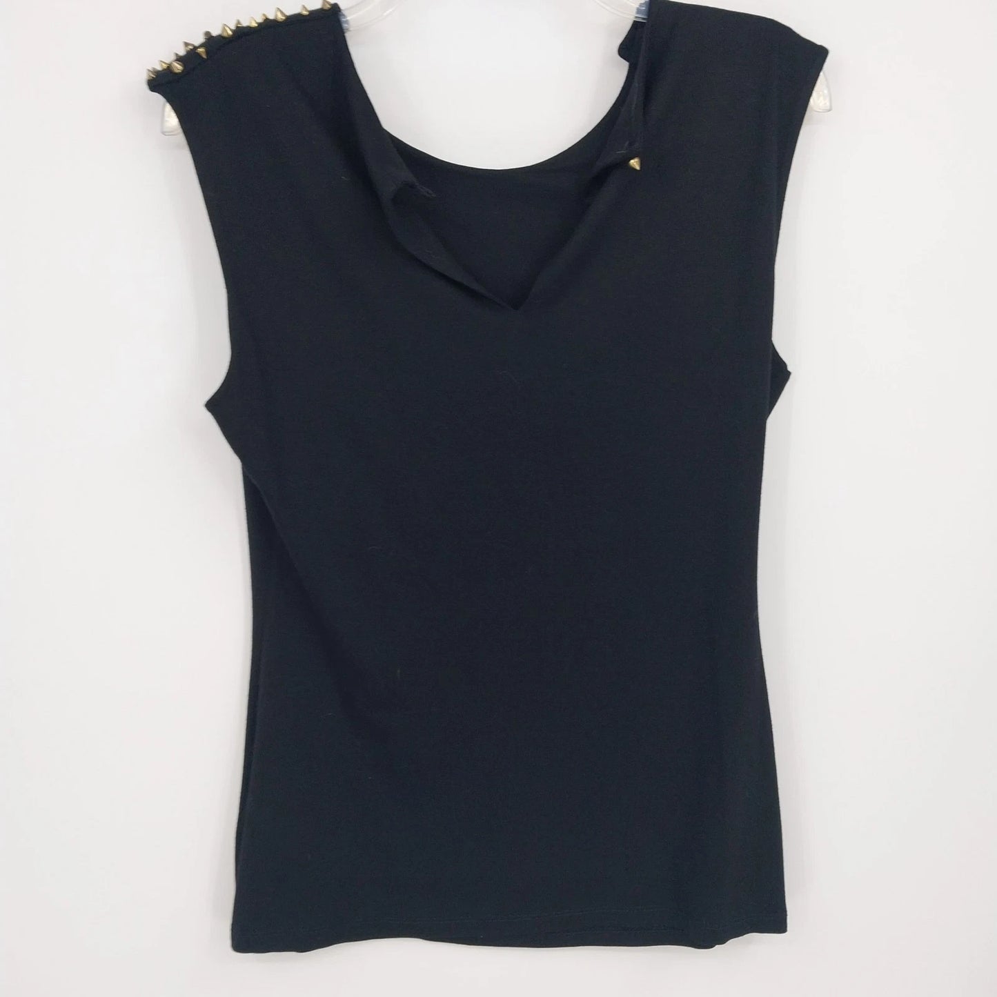 ELFE by Elif Erturk Black Studded Shoulder Top Womens EU 42 Sleeveless Small
