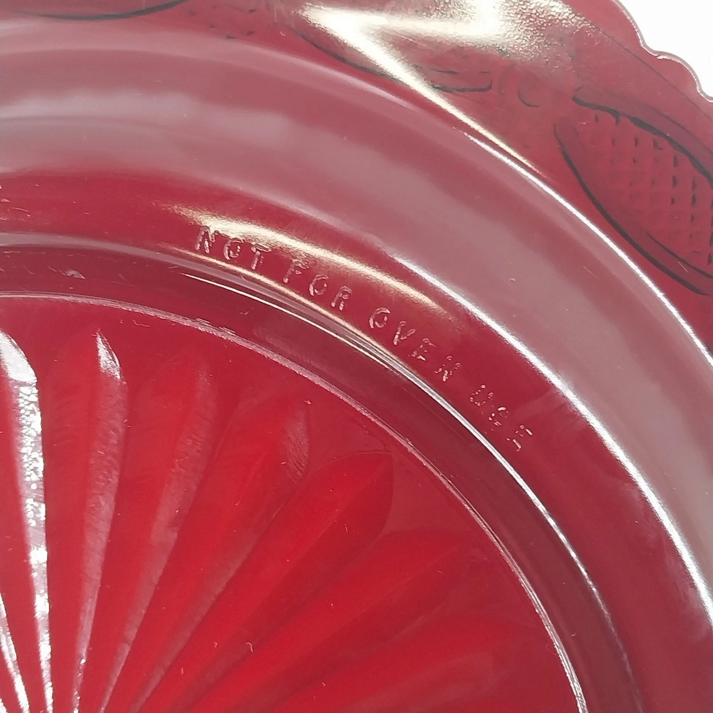 Avon Cape Cod Ruby Red Glass Pie Plate Scalloped Serving Dish 10.75" Rosette Vtg