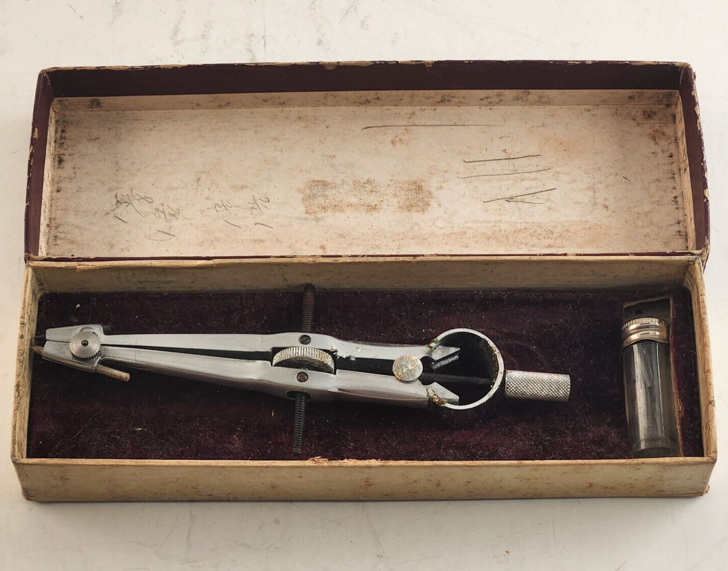 Compass Instrument And Optical Drawing/Drafting Tool With Original Case Vintage