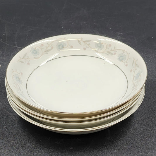 4 English Garden Coupe Soup Bowls Platinum 1221 Fine China of Japan 7.5"