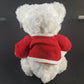 Holiday Home White Bear Plush Wearing Red Sweater 14" Long Stuffed Animal NOS