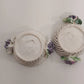 Italian Ceramic Lattice Trinkets Baskets Purple Violets Floral Pair 3" Vintage