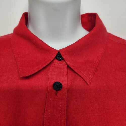 Ralph Lauren Size 2XL Women's Red Button Up Shirt with Cuffed Button Sleeve