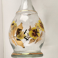 Romanian Wine Decanter Lid & 4 Stemmed Glasses Hand Painted Pansies Butterflies