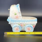 Ardco Japan Ceramic Baby Carriage Music Box Pink & Blue Nursery Decor 6" Works