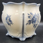 Vee Jackson California Pottery White Planter Blue Floral Footed Cachepot 9.5 in
