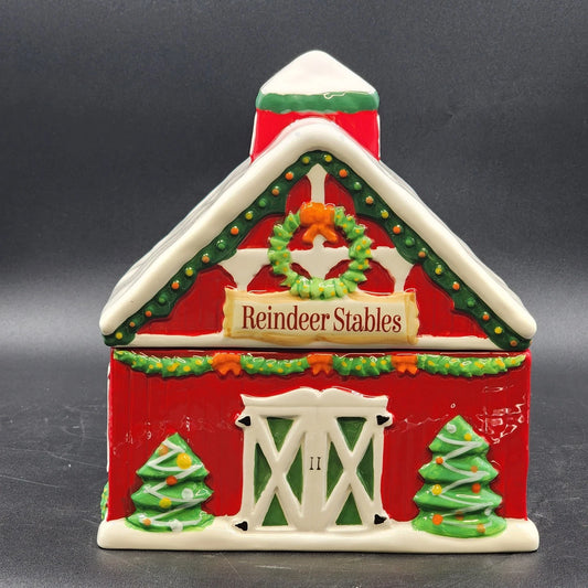 Cheryl's Cookies Cookie Jar Reindeer Stables Certified International Christmas