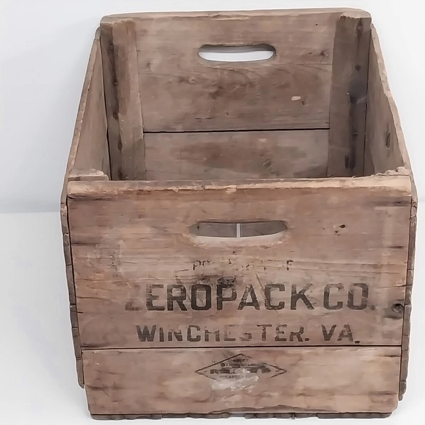 Zeropack Wooden Crate Winchester VA Advertising Storage Box Vintage 18x15x12