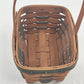 Longaberger Handwoven Basket Green Stripes Vintage 1993 Wood Handle 7"x5"