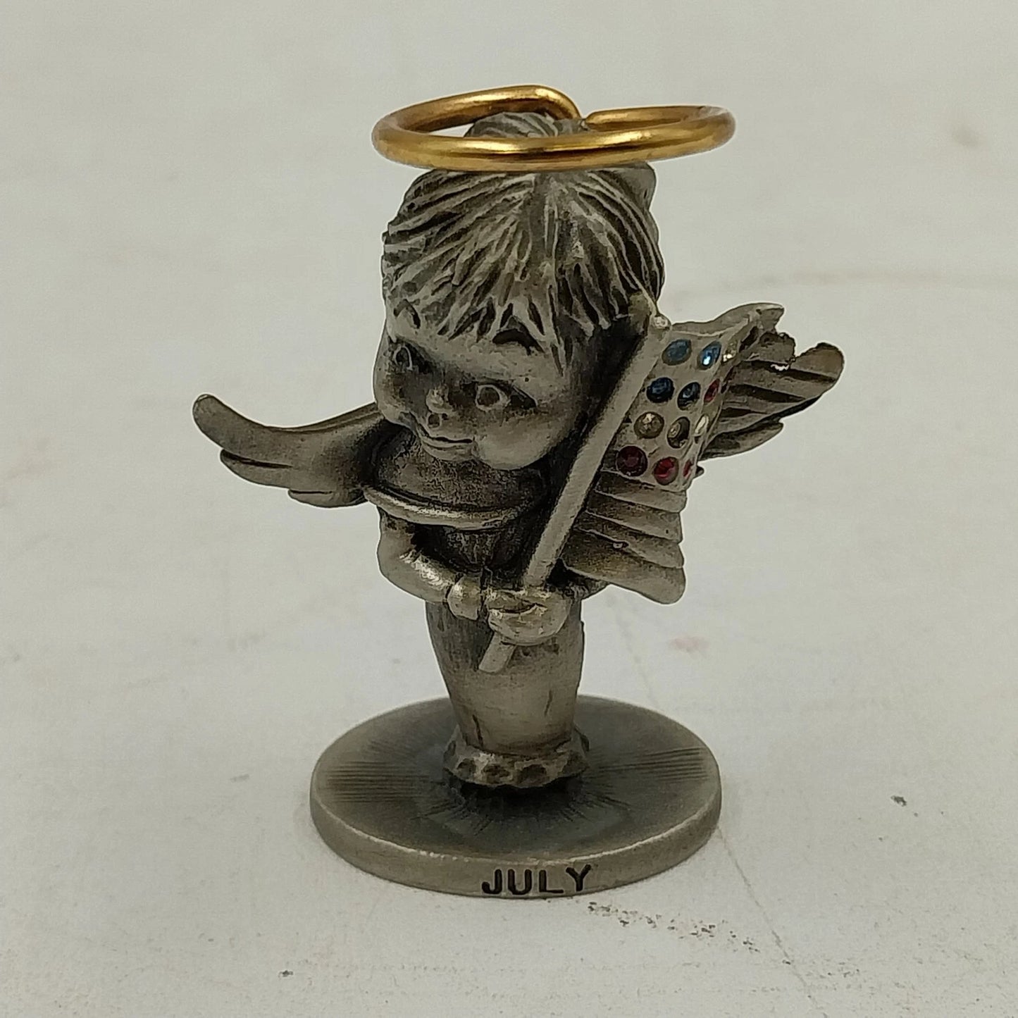 July Birthstone Angel Figurine L'il Angels by Cathedral Fine Pewter Patriotic