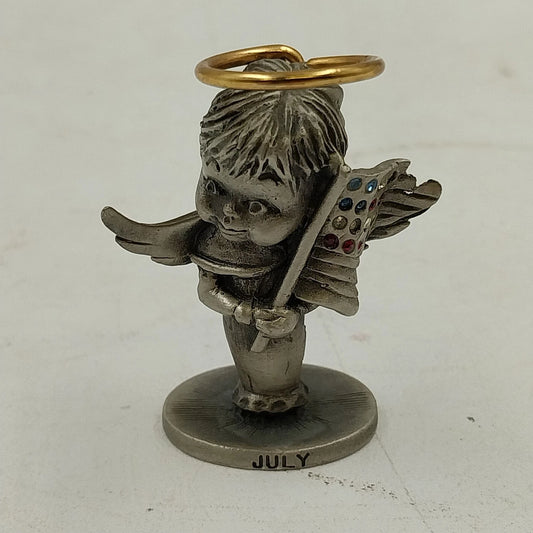 July Birthstone Angel Figurine L'il Angels by Cathedral Fine Pewter Patriotic
