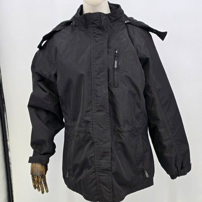 Eddie Bauer WeatherEdge Women’s Large Black Insulated Waterproof Jacket Detachable Hood Winter Coat