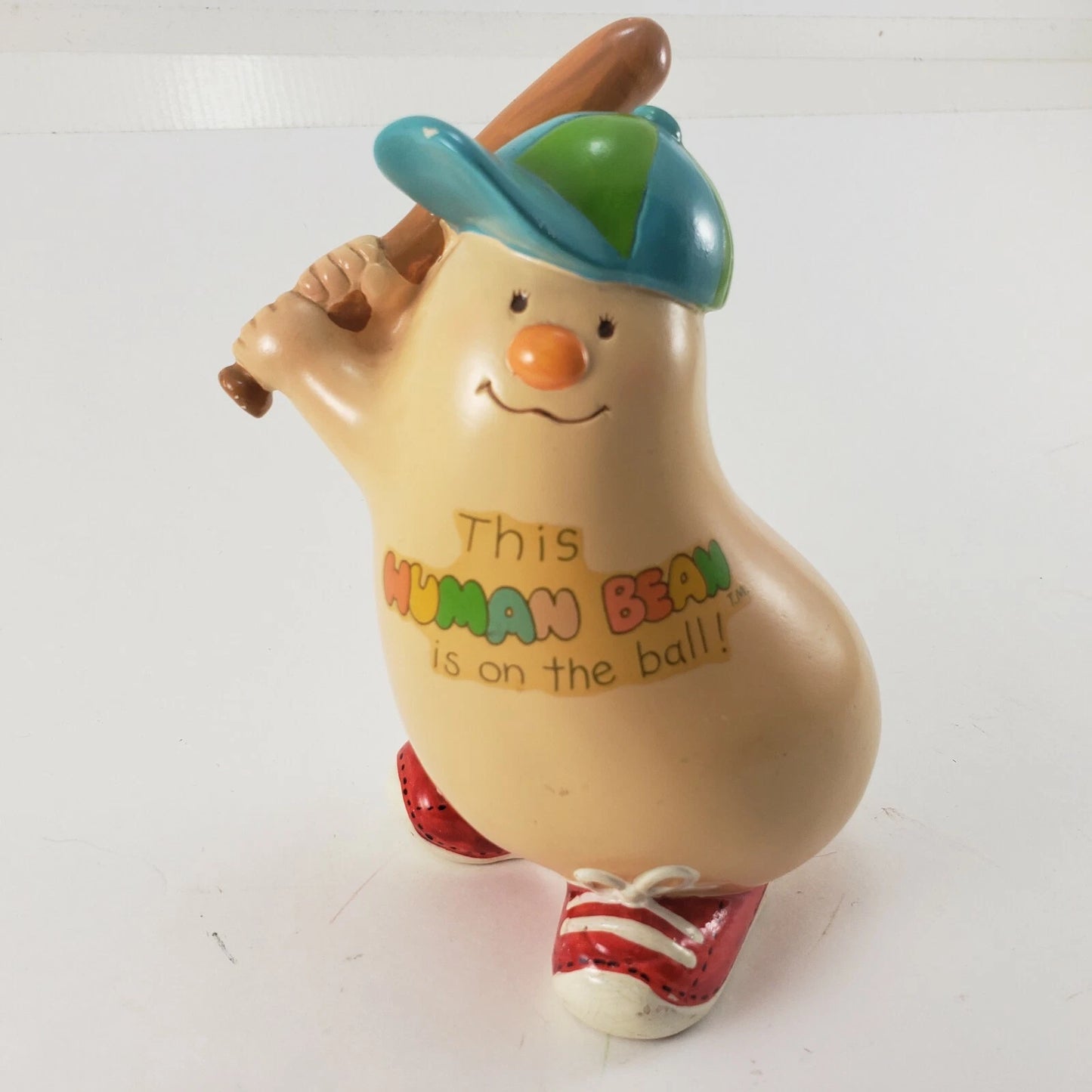 Enesco Human Beans Baseball Player Bank Figurine 1981 Vintage “On The Ball”