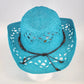 Something Special Turquoise Cowboy Hat Paper Straw Open Weave Brown Beads Boho