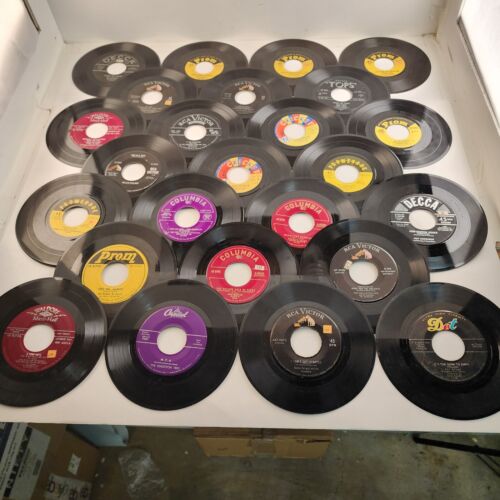 25 Rock & Roll Pop and Country Hits 1950's 45 RPM 7" Vinyl Records No Sleeves
