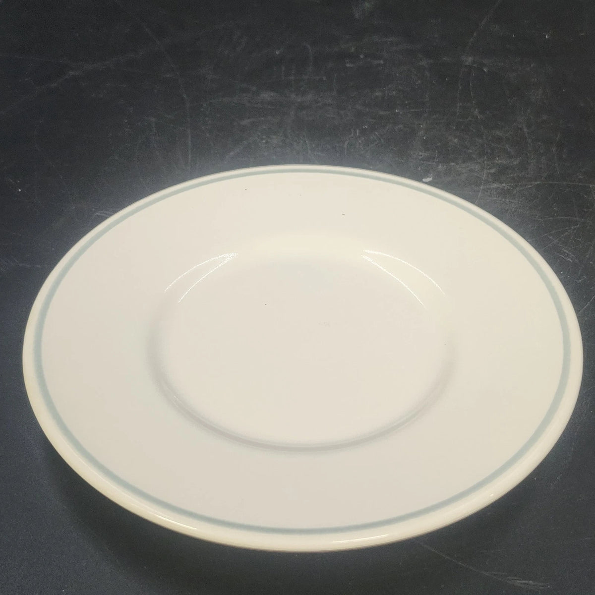 Pfaltzgraff April Bread Plates Set of 8 Blue Rim Ceramic Stoneware 6" USA Vtg