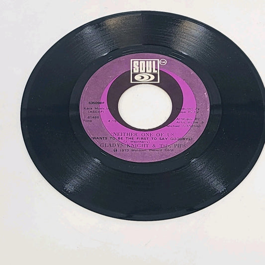 Gladys Knight & The Pips 45 RPM 1973 Soul Vinyl Motown Neither One of Us Record