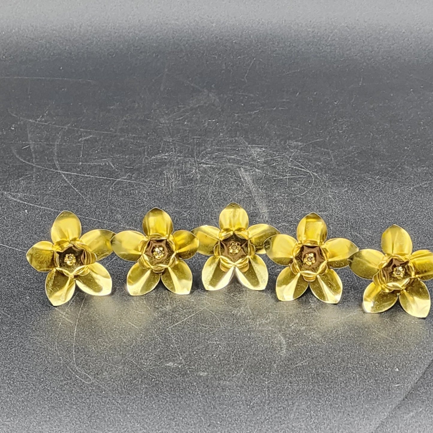 5 Hammered Brass Candle Holders Spike Peg Fit Advent Wreath Floral Pick Crafts Vtg