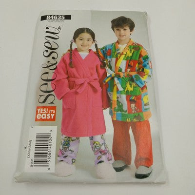 Butterick See & Sew B4635 Vtg Sewing Pattern 2005 Uncut Kids Robes Belts Pants
