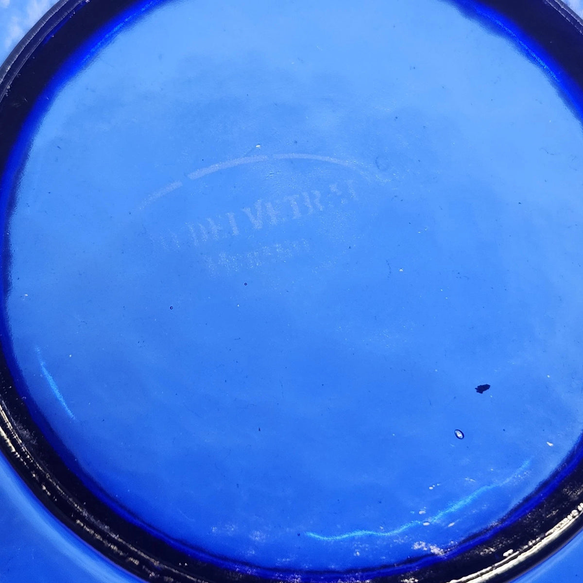 Vietri Murano Italy Cobalt Blue Art Glass Centerpiece Bowl 9.5" Footed Base Vtg