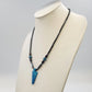 Black Beaded Necklace Blue Arrowhead Pendant 11.5" Southwestern Style Jewelry