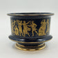 Florentine Italy Footed Pottery Bowl Cobalt Blue Gold Classical 4" Tall x 5.25"d