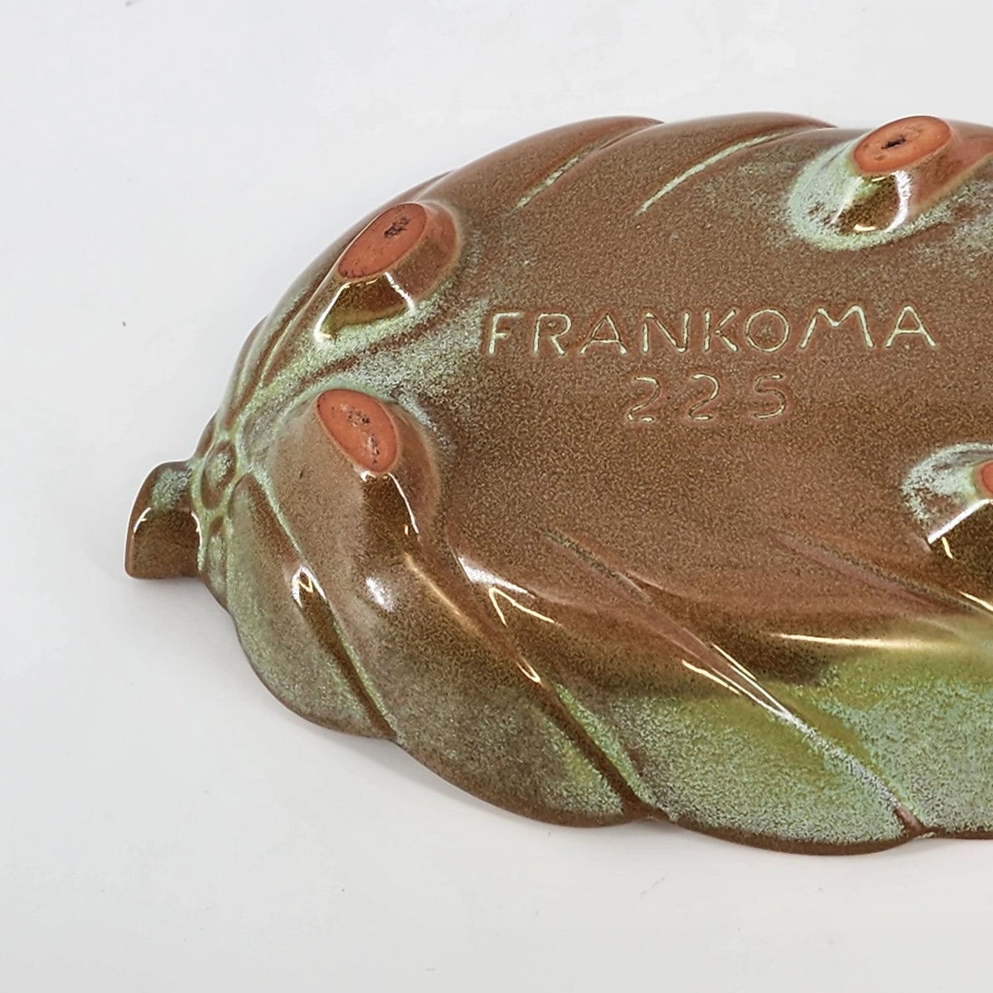 Frankoma Pottery Prairie Green Leaf Dish 225 Footed Serving Tray Oklahoma Clay