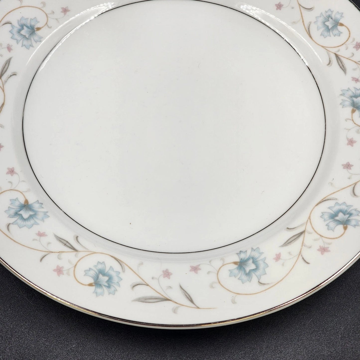 4 English Garden Dinner Plates Platinum Rim 1221 Fine China of Japan
