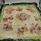 Dancing Ladies Silk Blend Scarf 34" Square Brown Yellow Green Ethnic Pattern