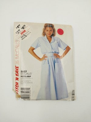 McCall's Craft 3508 Vtg Sewing Pattern 1988 Cut Misses Dress & Belt Size A 10-14