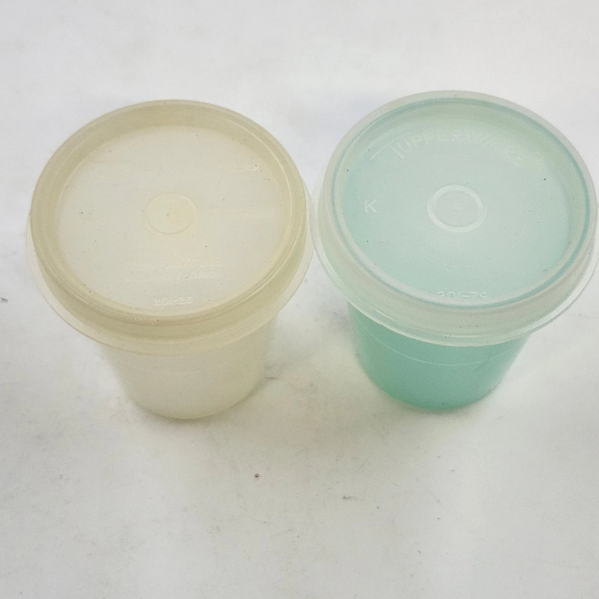 Tupperware Small Round Storage Containers with Lids Aqua & Clear Set 2 Vintage