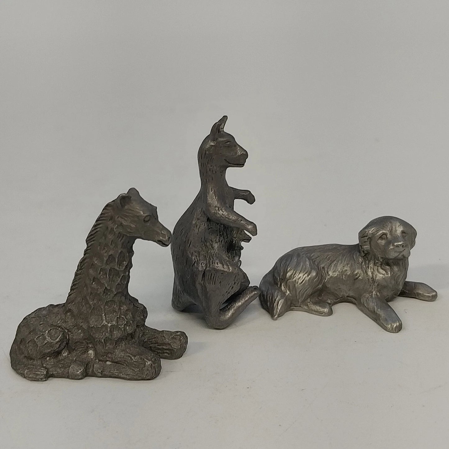 Spoontiques Rawcliffe 3Pcs Pewter Kangaroo Giraffe Dog Miniature Animal Figurine