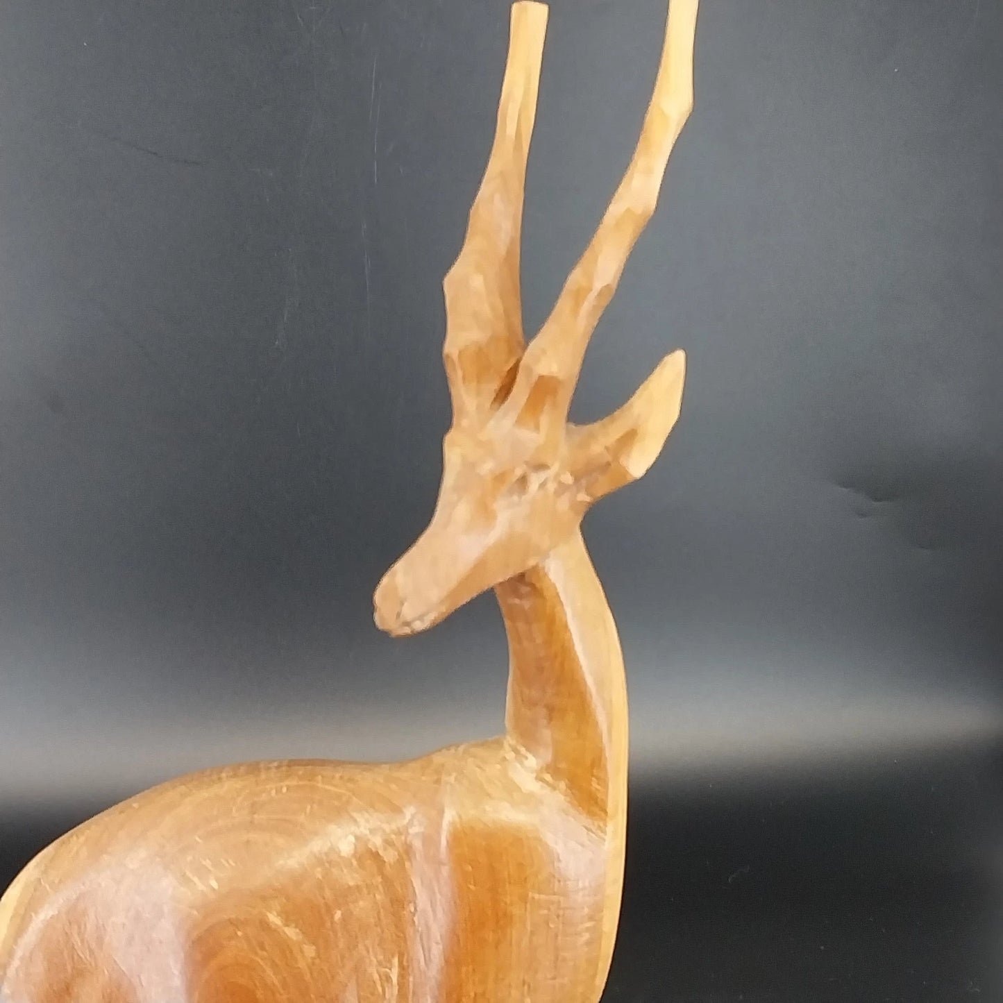 Vintage Kenyan Hand Carved Wooden Gazelle Sculpture African Art