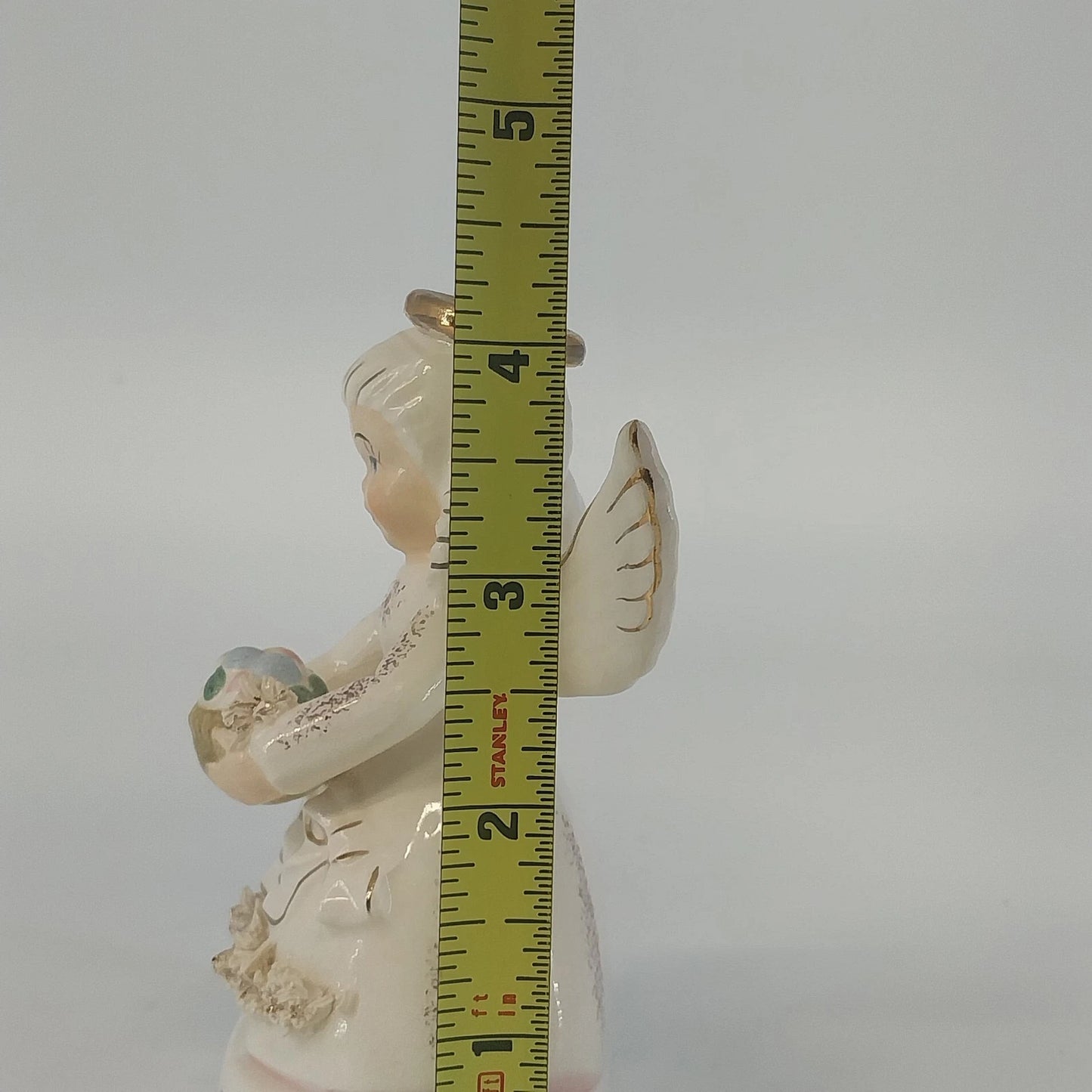 Napco April Angel A1364 Easter Bunny Egg Basket Figurine 4" Japan Vintage