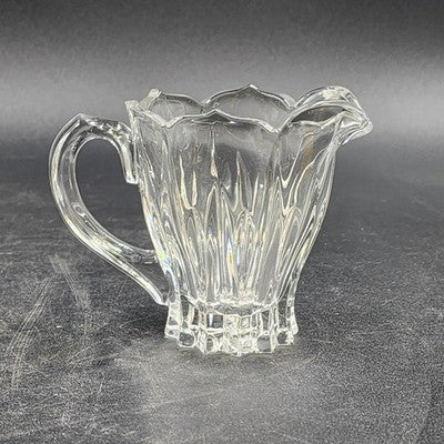 Gorham Crystal Lotus Pattern Creamer & Sugar Bowl with Lid Vtg Glass Set Germany