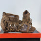 Bucco Nani Tan Wedge Sandals Gold Stud Fringe Zip Back Women 8.5 NWB