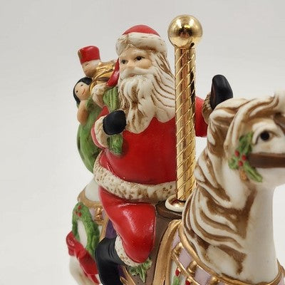 Homco Carousel Horse Figure Santa Claus #5117 Ceramic Brass Stand Philippines