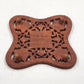 Hand Carved Wood Trivet 8" Square Gold Inlay Floral Design Vented Feet India Vtg