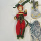 Christmas Ornaments Lot 4 Elf Knitting Lady Guitar Newfoundland Dog Mixed Media