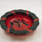 Berman Industries 13.5" Holiday Bowl Red Green Wreath Pinecones Plastic Vintage