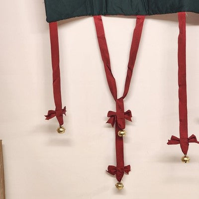 Red Black NOEL Wall Hanging Christmas Holiday Red Bows with Gold Bells 24.5"x9"