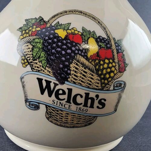 Welch's 64 Oz Pitcher No 7554 USA Vintage Pottery Farmhouse Beige Wide Body EUC