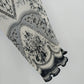 Nicola Paisley Pleated Blouse Black White Button Front 3/4 Sleeve Medium