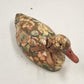 Duck Decoy Floral Decoupage w Display Ribbon Felt Base Decorative Porcelain 9”L