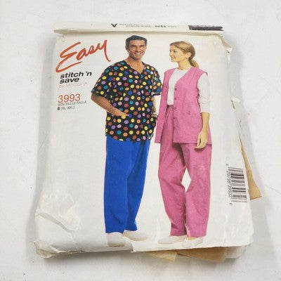 Easy Stitch n Save 3993 Vintage Sewing Pattern Cut 2003 Unisex Vest Shirt Pants