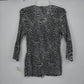 Essentials by Milano Zebra Print Pleated Blouse Women's M 3/4 Sleeve Front Tie