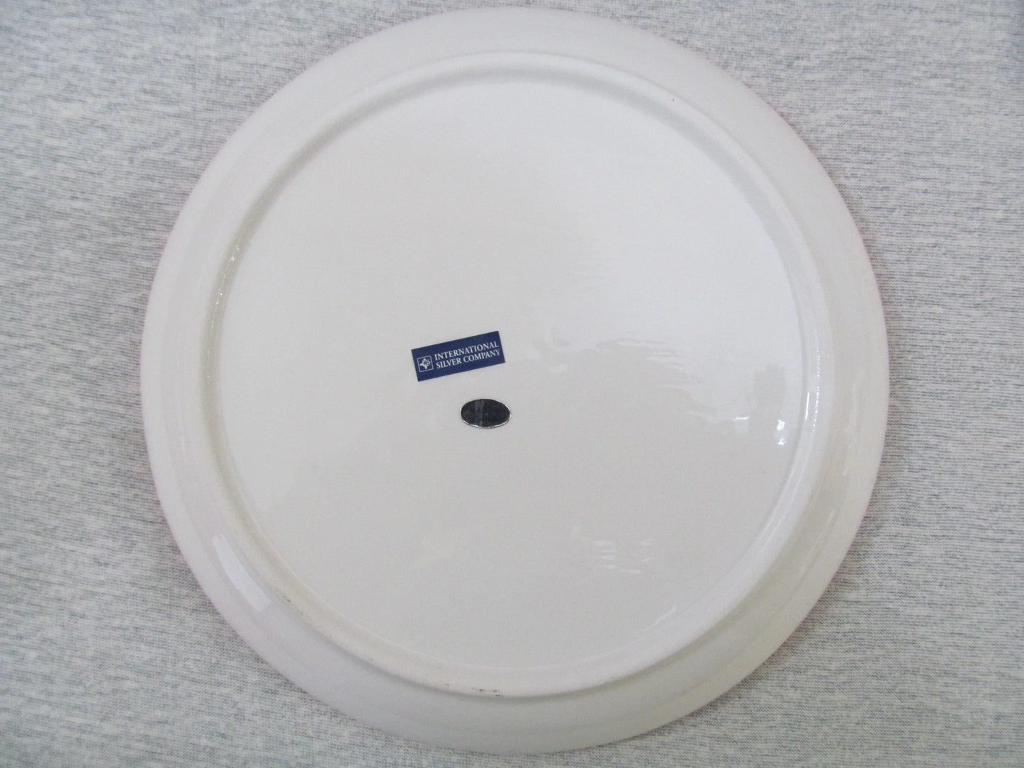 Set of 4 International Silver Co Christmas Tree Dessert Plates 8" Red Trim NIB