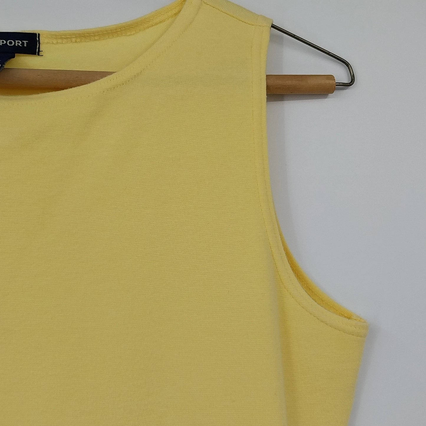 SML Sport Sleeveless Tank Top Women's Medium Solid Yellow Cotton Blend Crew Neck