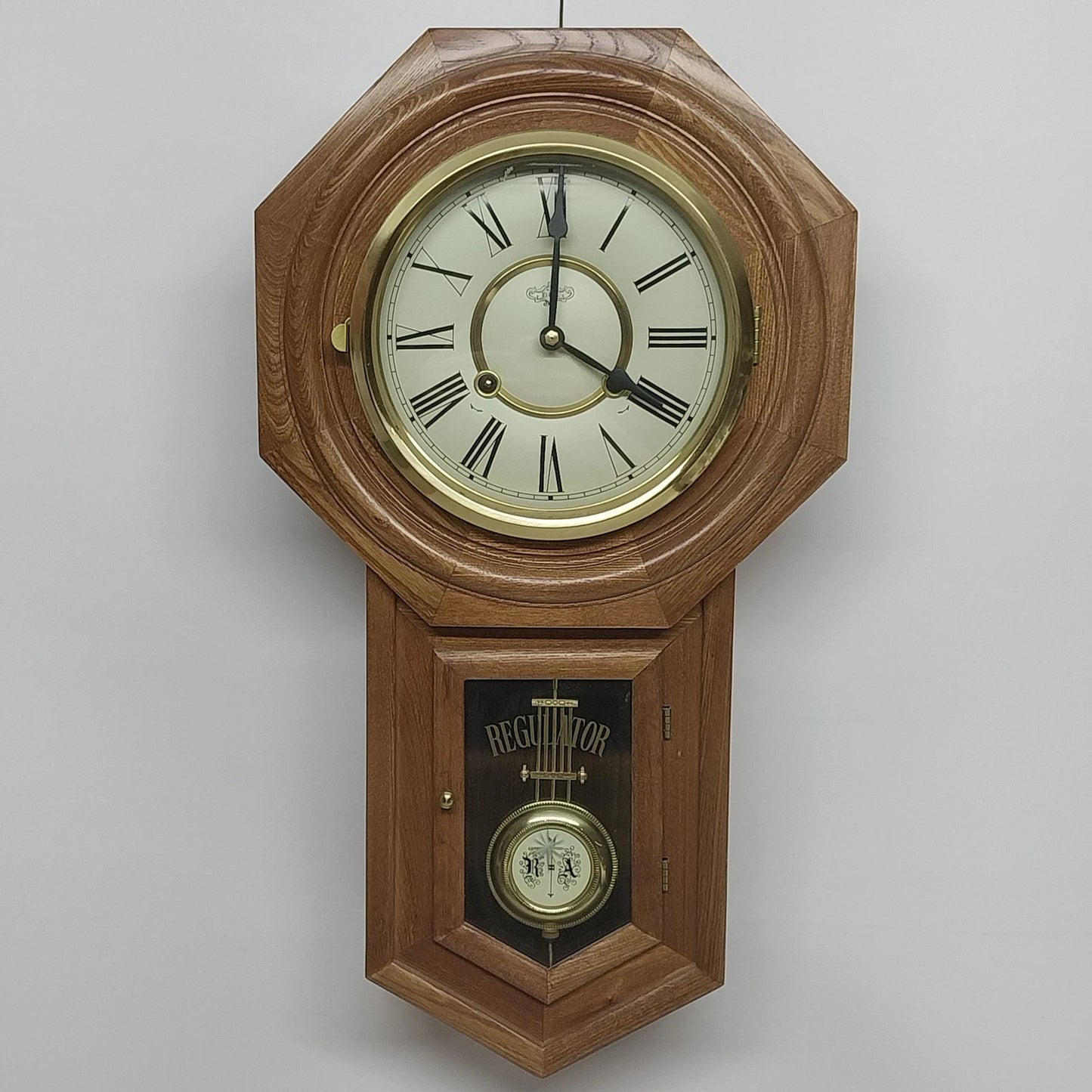 D&A Regulator Westminster Chime Wall Clock Octagon Face 8 Day Movement Oak Case
