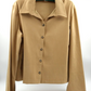 Fashion Bug Button Down Shirt Tan Faux Suede Size XL V Neck Cape Sleeve Vented